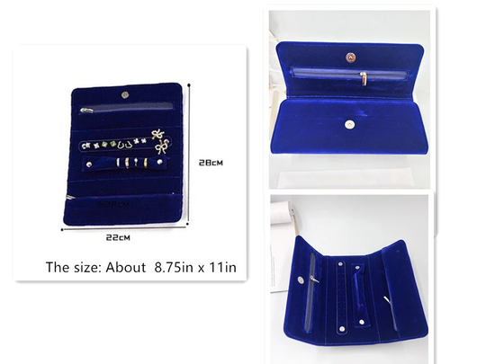 Velvet Luxury Jewelry Organizer Case Travel Storage Bag W Gift Bag/ Blue/ Best Gift For Mother's Day