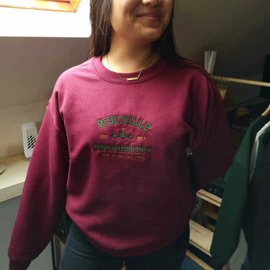 Christmas Whoville Embroidered Crewneck, Sweatshirt, Festive Season, Funny Sweater, Hoodie, Tshirt