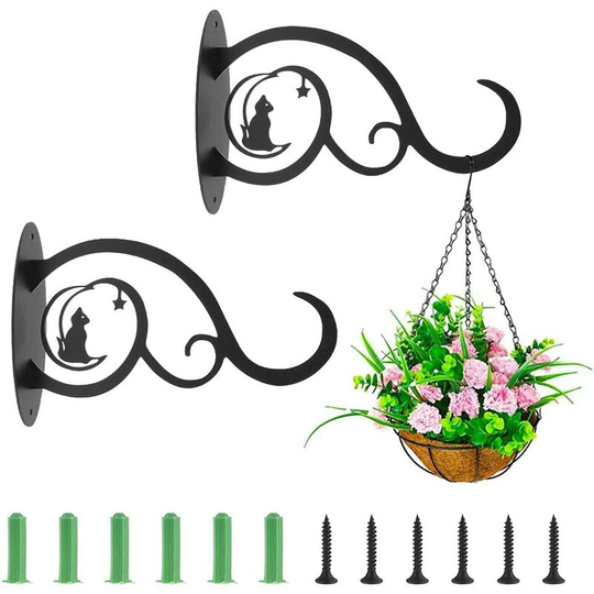 Balcony Wall Plant Stand,(2pcs) Wrought Iron Hanging Hook Hanging Basket,Wall for Plants Outdoor Decor for Balcony Garden Plant Wall Decor