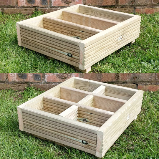 Wooden Herb Planter With Sections - Herbs Homegrown Ideal Gift Growyourown Wooden