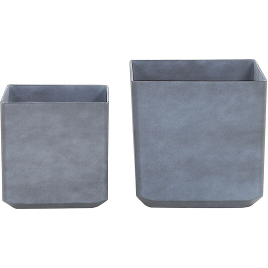 Beliani - Outdoor Indoor Flower Plant Pots Set of 2 Square Stone Mixture Grey Artiki - Grey