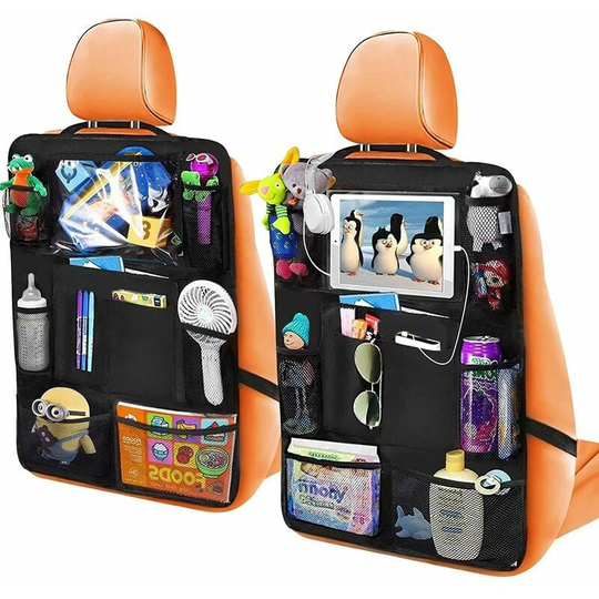 Pcs Kids Car Organizer, Kids Car Seat Protector with 20 Pockets, Car Storage with Clear Pouch, Car Organizer for Toy Bottles