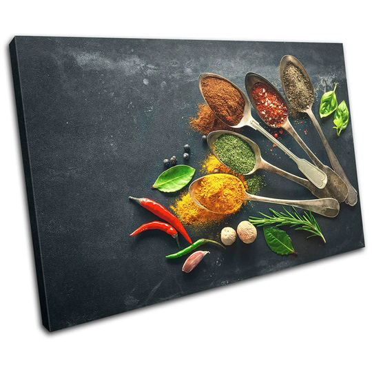 Spices Herbs Cooking Food Kitchen Single Canvas Art Print Box Framed Picture Wall Hanging