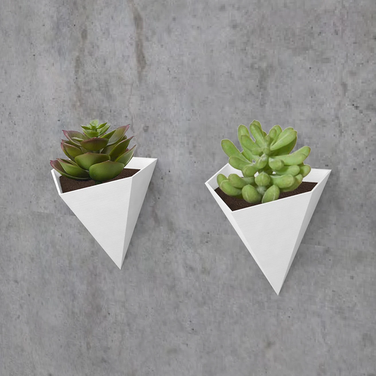 Short Triangular Wall Planter, Ideal For Succulents, & Other House Plants, Modern Decorative, Light Weight, 3D Printed [Made in Canada]
