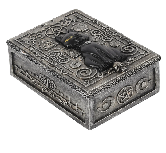 Gothic Black Cat Resin Storage Box, Herb Box, Tarot Card Crystal, Jewellery Box