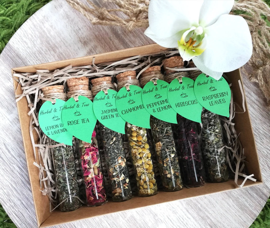 Loose Leaf Herbal Tea Collection in Gift Box - Sampler Pack Of 7 Set For Tea Lover, Birthday, Thank You Gift, Valentine, Mothers Day