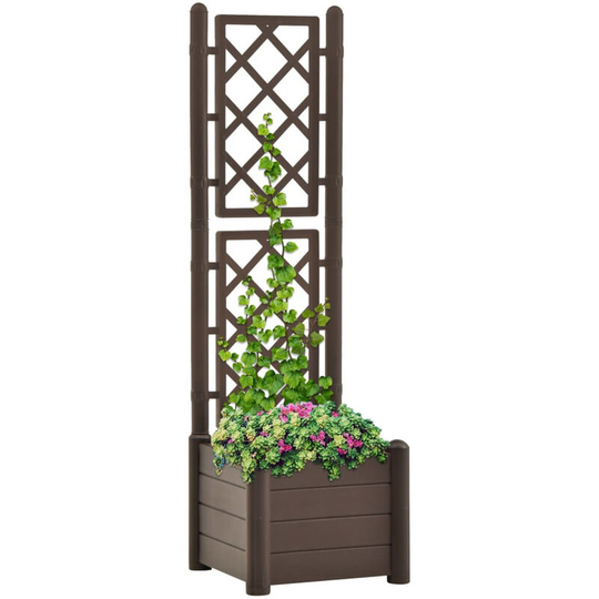Garden Planter with Trellis 43x43x142 cm pp Mocha