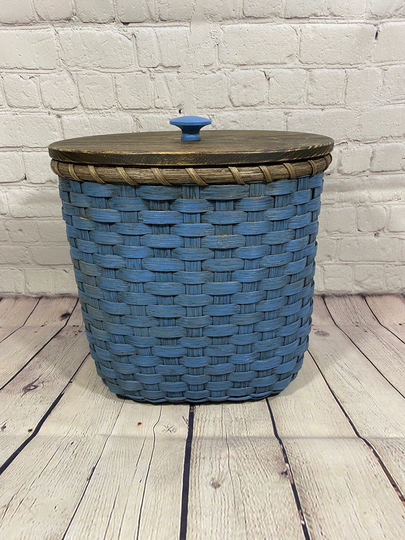 Waste Basket With Lid/Magazine Storage Organizer Basket-Primitive Style