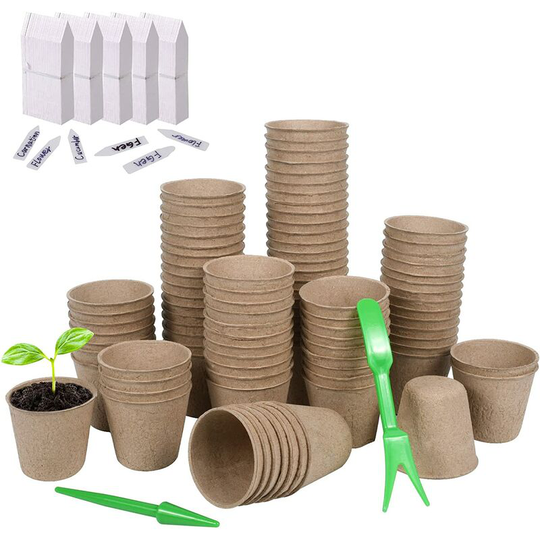 Deckon - 100 Pieces Biodegradable Seedling Pot, 6cm Round Biodegradable Pots, Biodegradable Seedling Pots for Seedlings, for Seedlings of Herbs,