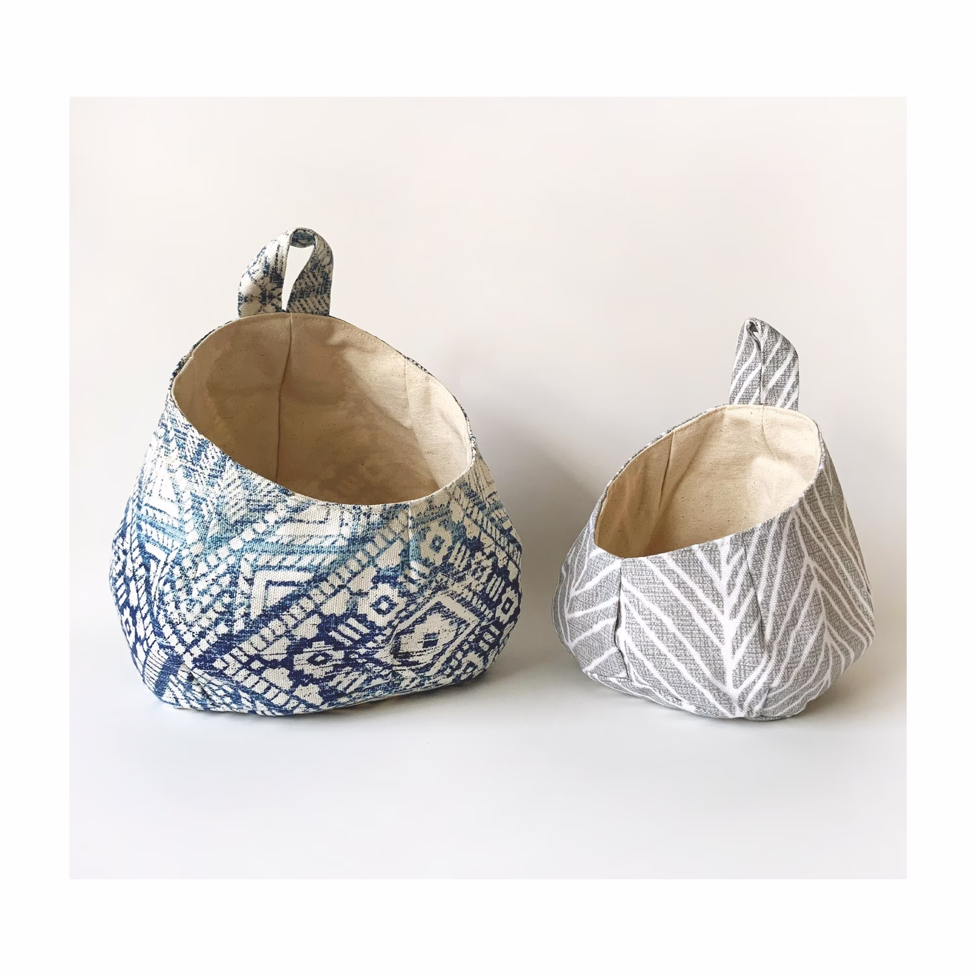 Bubble Pod Hanging Fabric Basket | Canvas Storage & Organizer Bin Washable Home Decor Small Or Medium