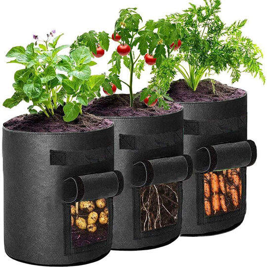 7 Pcs 5 Gallon Plant Bags, Non-Woven Garden Planting Bags with Handle, Breathable and Durable Pot Plant Bags for Potatoes, Tomatoes, Strawberries,