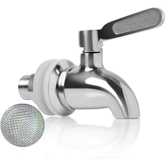 Beverage Dispenser Faucet Replacement, Stainless Steel Wine and Beer or Beverage Barrel Faucet, Wear-Resistant, 16mm Replacement Faucet for Dispenser
