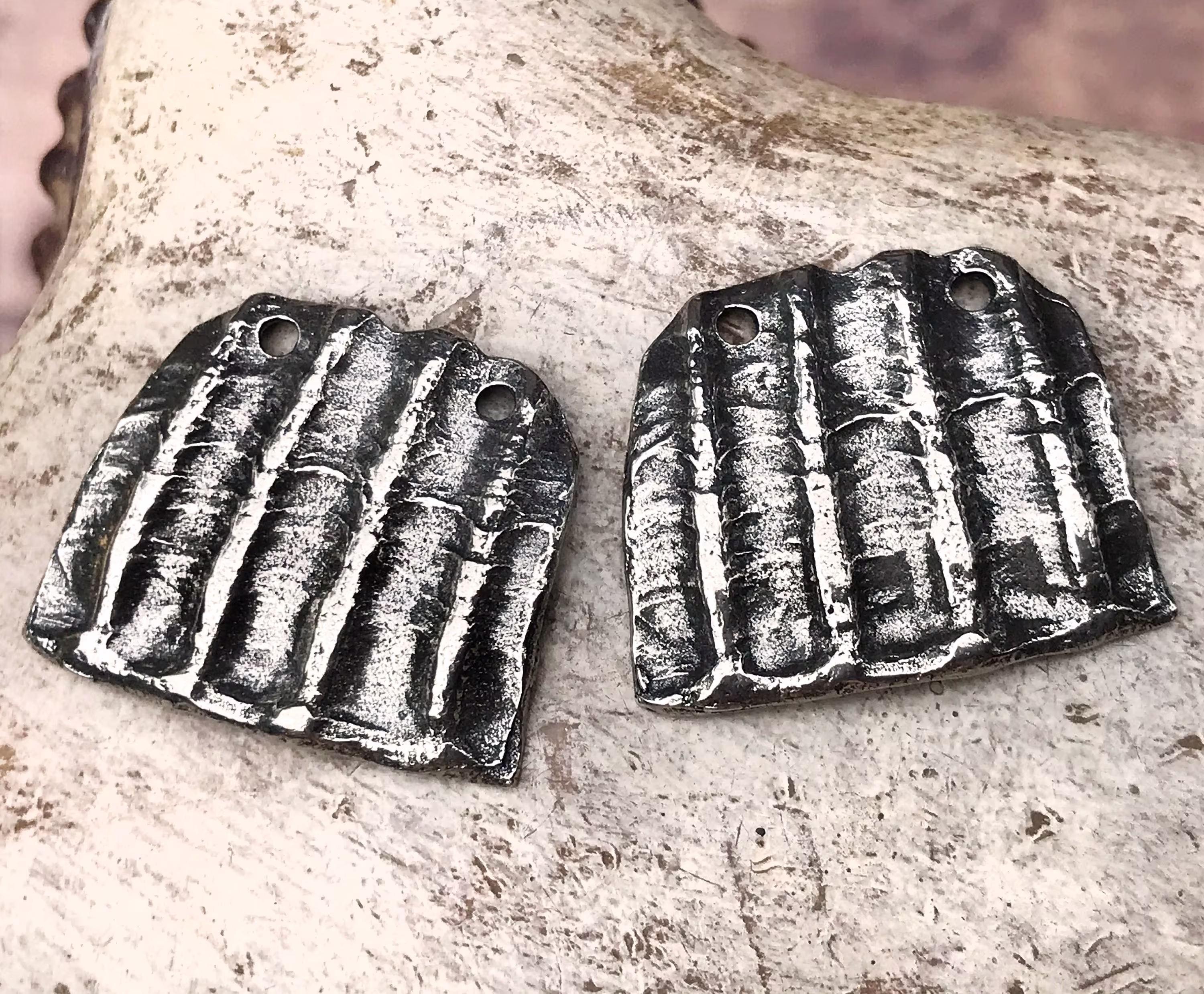 Organic 2-Holed Charms, Polished, 20mm Wide, Artisan Handcrafted Handmade Jewelry Making Components For Earrings, Diy Jewellery 369-Cp