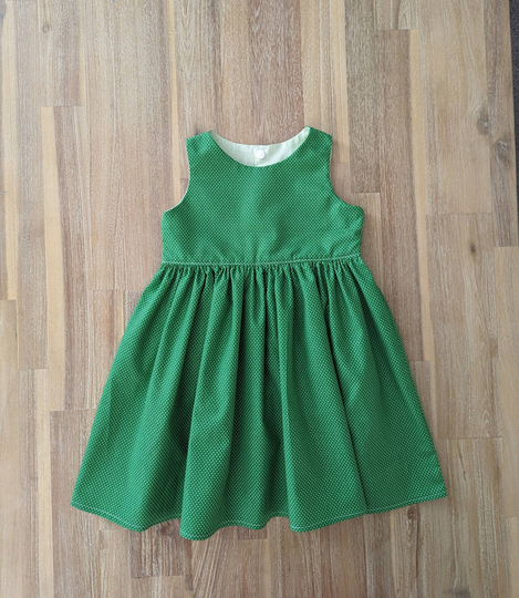 Girls Green Tea Party Dress // Handmade Cotton Christmas Baby Toddler Gift Santa Festive Dot Custom White