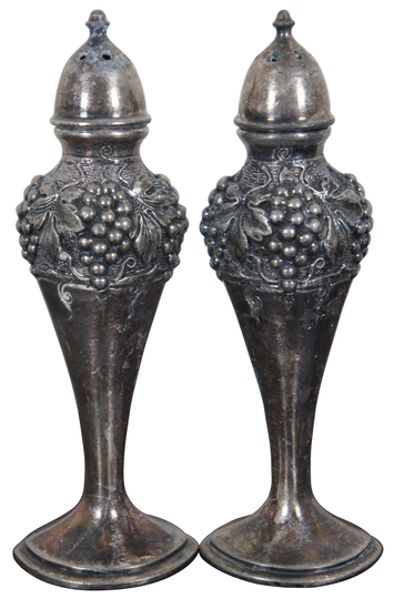 Vintage Weidlich Brothers Wb Mfg Co Silver Plate Salt & Pepper Shakers Grapes