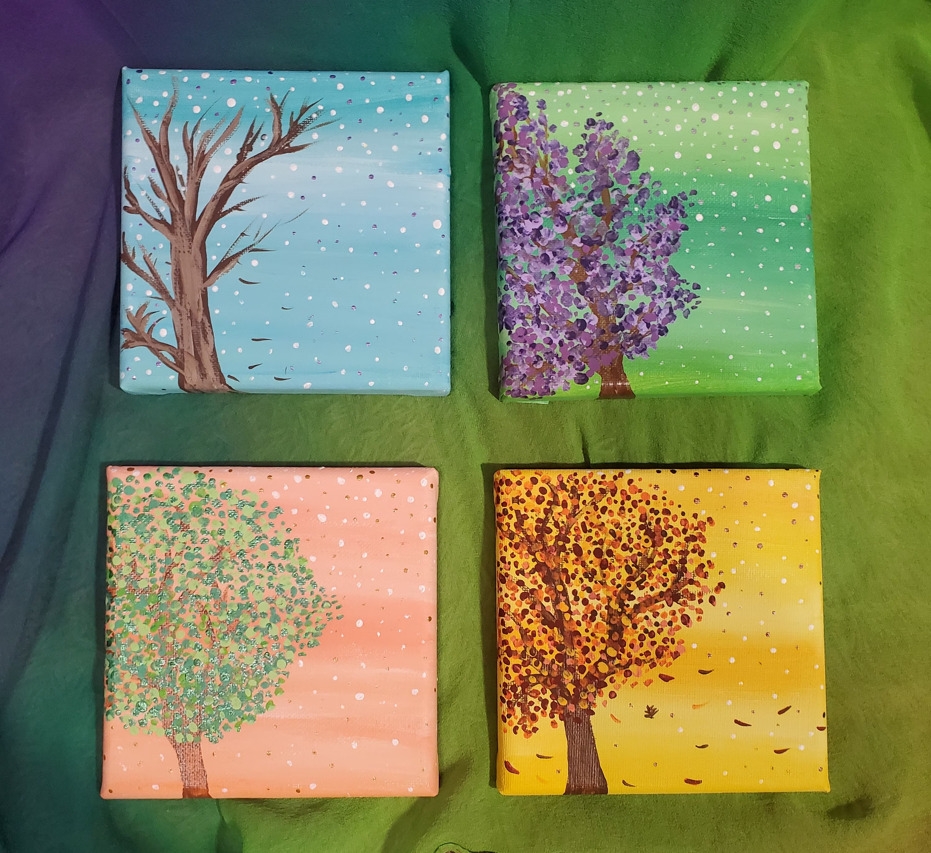 A Quadriptych Seasonal Wall Paintings