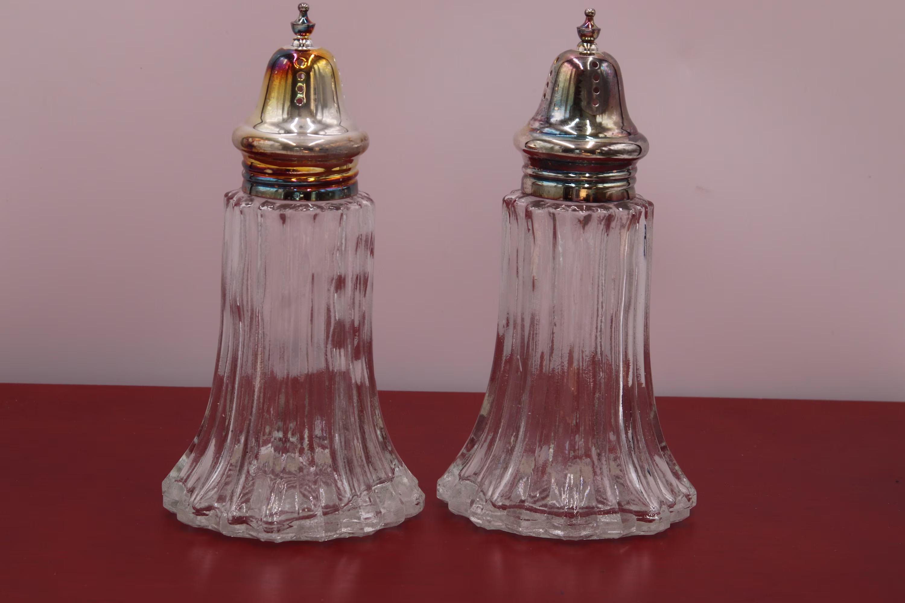 Wm Rogers & Son Silverplated Salt & Pepper Creamer Crystal Shakers/ Shakers