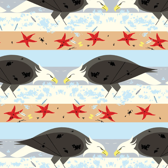 Coastal - Eagle Charley Harper 100% Organic Poplin Fabric Yardage Birch Fabrics