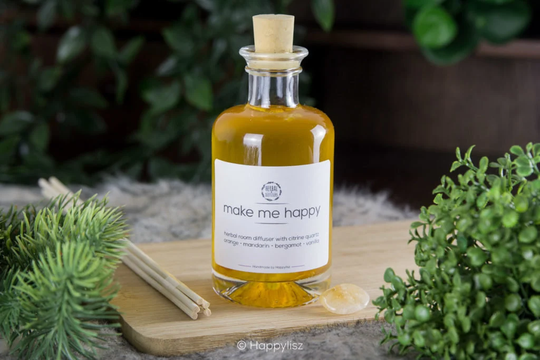 Make Me Happy/Citrine Quartz Crystal Reed Diffuser With Mandarin, Bergamot, Vanilla & Orange