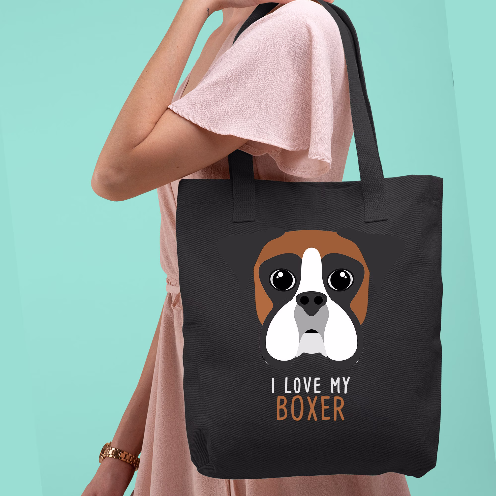 I Love My Boxer Tote Bag, Shoulder Gift For Dog Lover, Pet Graduation, Birthday, Appreciation Gift, Dvm, For Vet