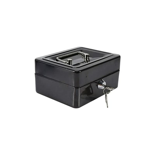 Mini Security Safe Box Medicine Storage Box Portable Security Box Stainless Steel Money Box with Keys (Black)