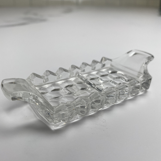 Vintage Pressed Rectangle Glass Salt Cellar/Glassware Food Props Photography Styling