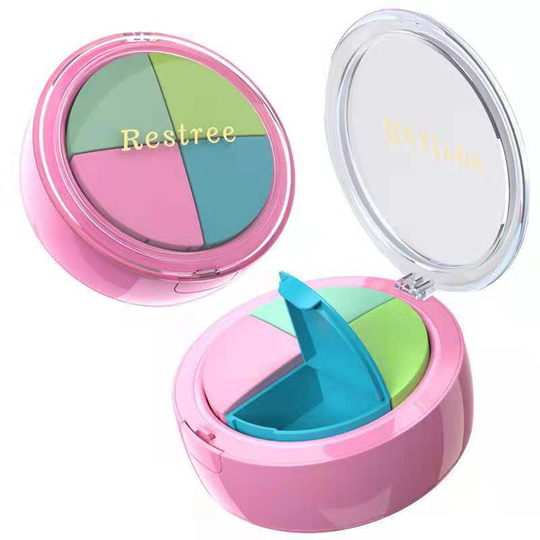 Hidden Folding Water Cup Four-Compartment Medicine Box, Two-in-One Portable Medicine Box pink - Muff