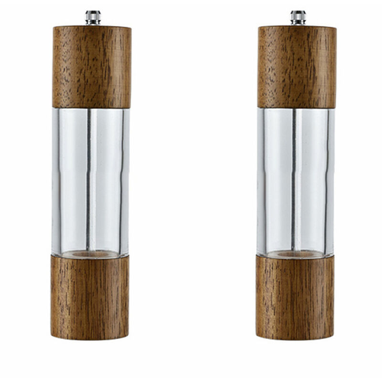 Fvbjd - Pepper and Salt Grinder Set, Premium Acrylic & Wooden Manual Salt and Pepper Mills, with Visible Window 8 inch two-piece boxed