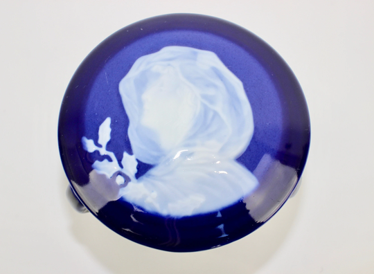 Porcelain Trinket Box, Cobalt Blue & White Jewellery Or Powder