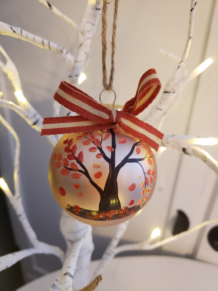 Fall Ornanent, Seasonal Tree, Home Decor. Glass Ornament, Decor