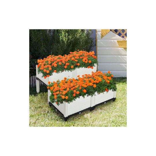 Gymax - Set of 4 Raised Garden Bed Kits Elevated Flower Vegetable Herb Grow Planter Box w/Brackets