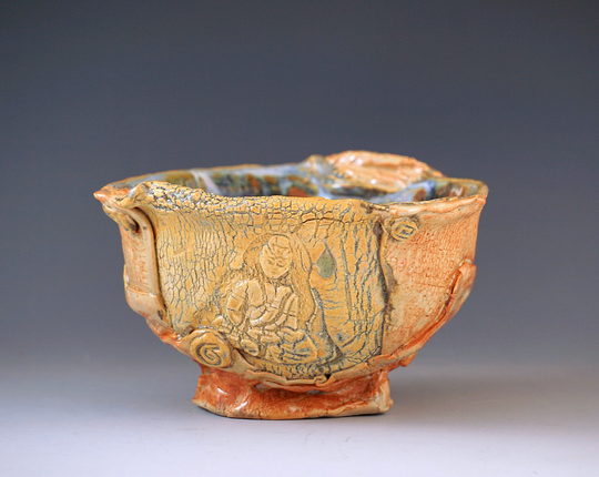 Handbuilt Matcha Bowl, Buddha Motif, For Tea Bowl Collectors