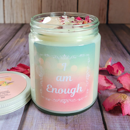 I Am Enough Candle | Self Love Intention Candles Crystal & Herb Affirmation