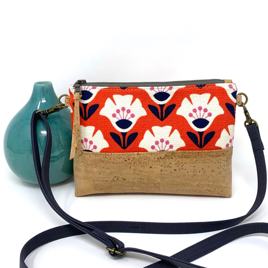 Organic & Cork Mini Crossbody Bag - Orange Garden Variety
