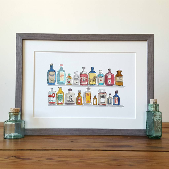 Old Medicine Bottles, Limited Edition Giclee Print