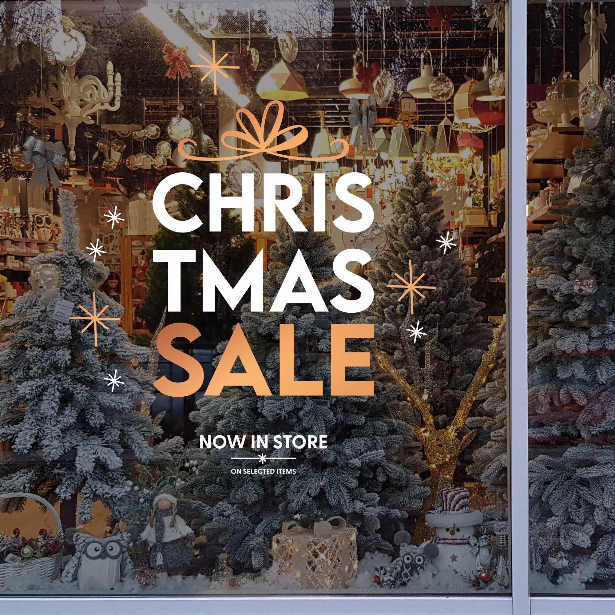 Christmas Sale Shop Window Sign - Removable Retail Display Vinyl Seasonal Decor Festive Season Sticker