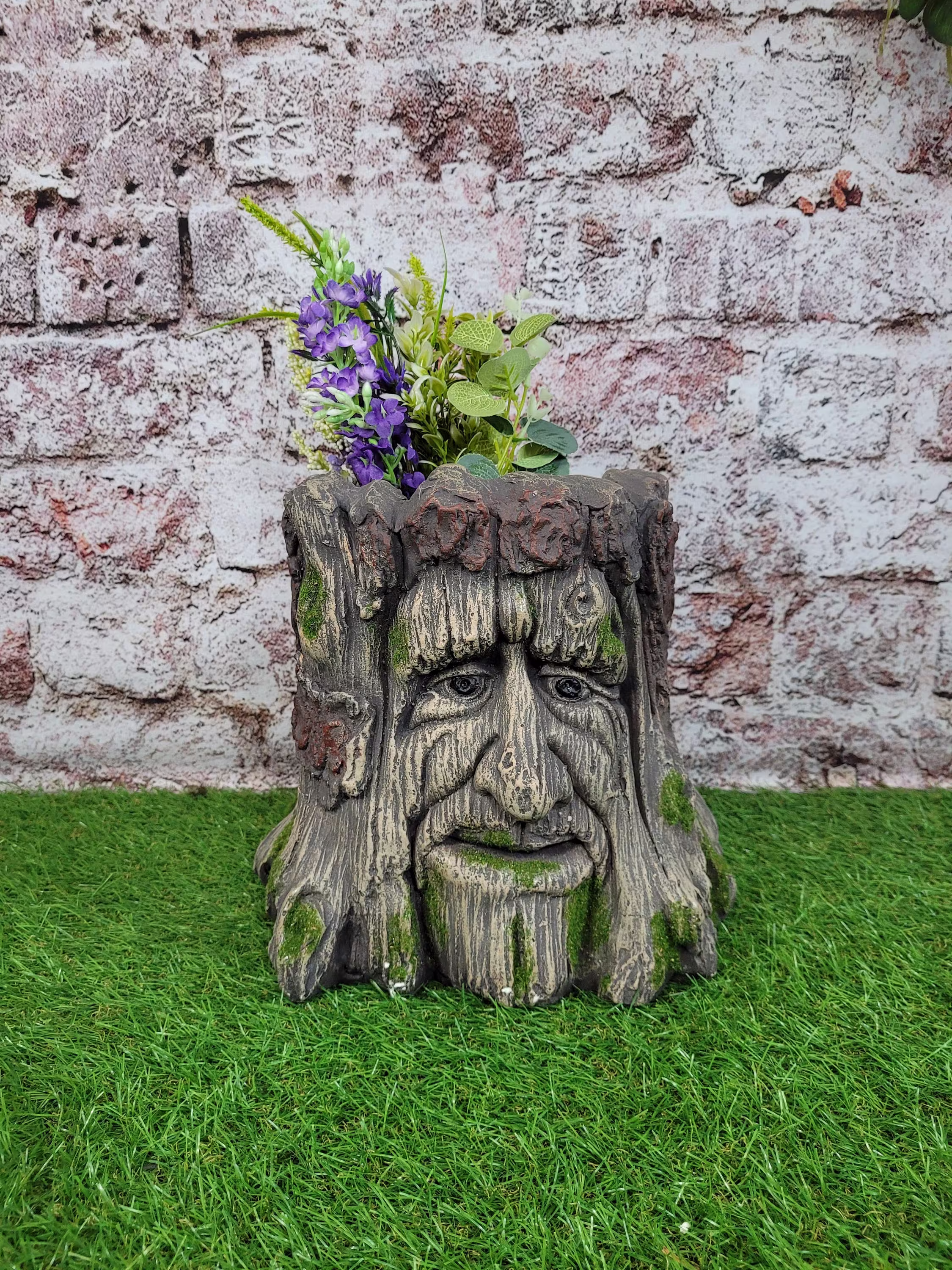 Enchanted Tree Man Stump Garden Planter Novelty Plant Pot Face Fairy