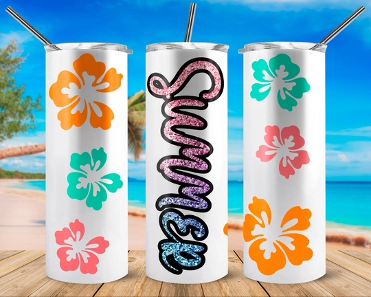 Summer Hibiscus Flowers, Beautiful Tumbler, 20 Ounce Stainless Steel Tumbler