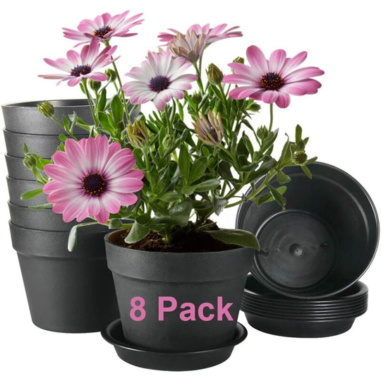 Briday - Flower Pots, 9.5 Inch Outdoor Planters, Planters for Flowers, Snake Plants, African Violets, Pack of 5, Plants not Included