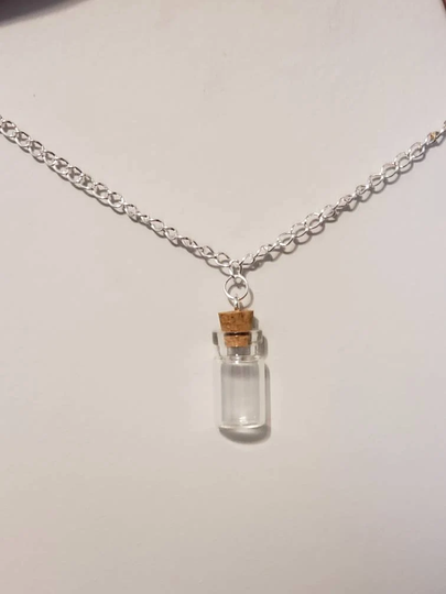 Empty Fillable Mini Glass Bottle Charms With Cork Stopper Dainty Pendant Tiny Keepsake Little Wishing Jar Chain Necklace Essential Oil B
