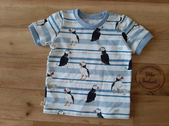 Puffin Teeshirt, Organic Puffin Summer Top, Unisex Teeshirt