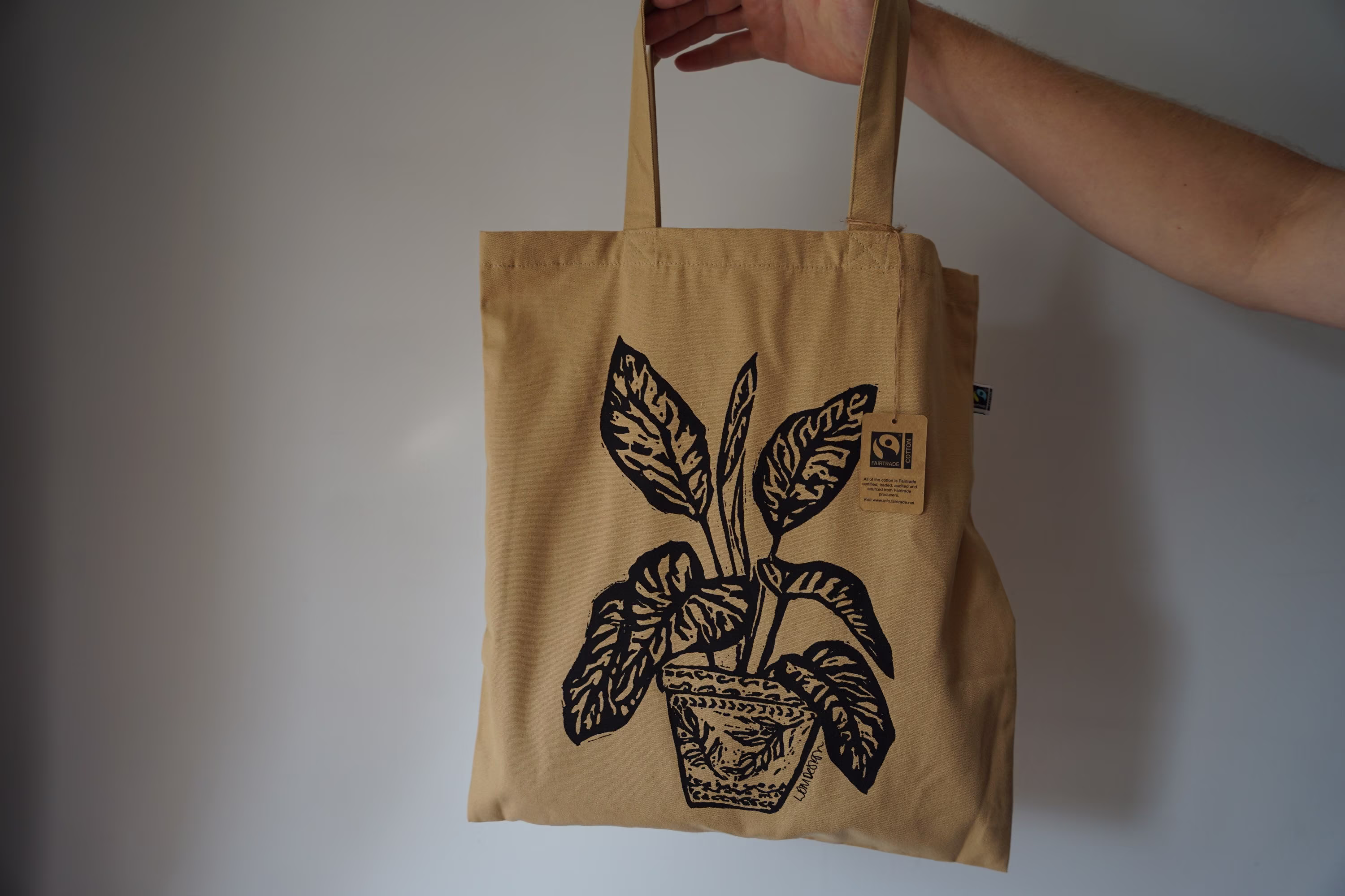 Eco Friendly Gots Organic & Fairtrade House Plant Tote Bag