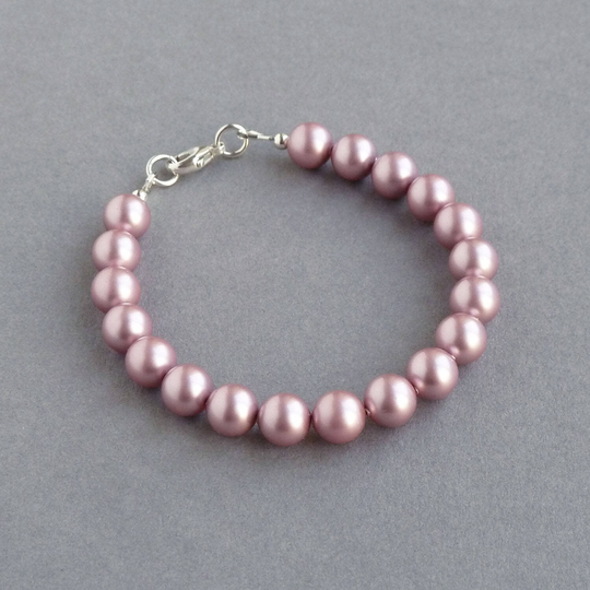 Dusky Pink Pearl Bracelet - Dusty Rose Bridesmaids Gifts Blush Mother Of The Bride/Groom Jewellery For Wedding Powder Pearls