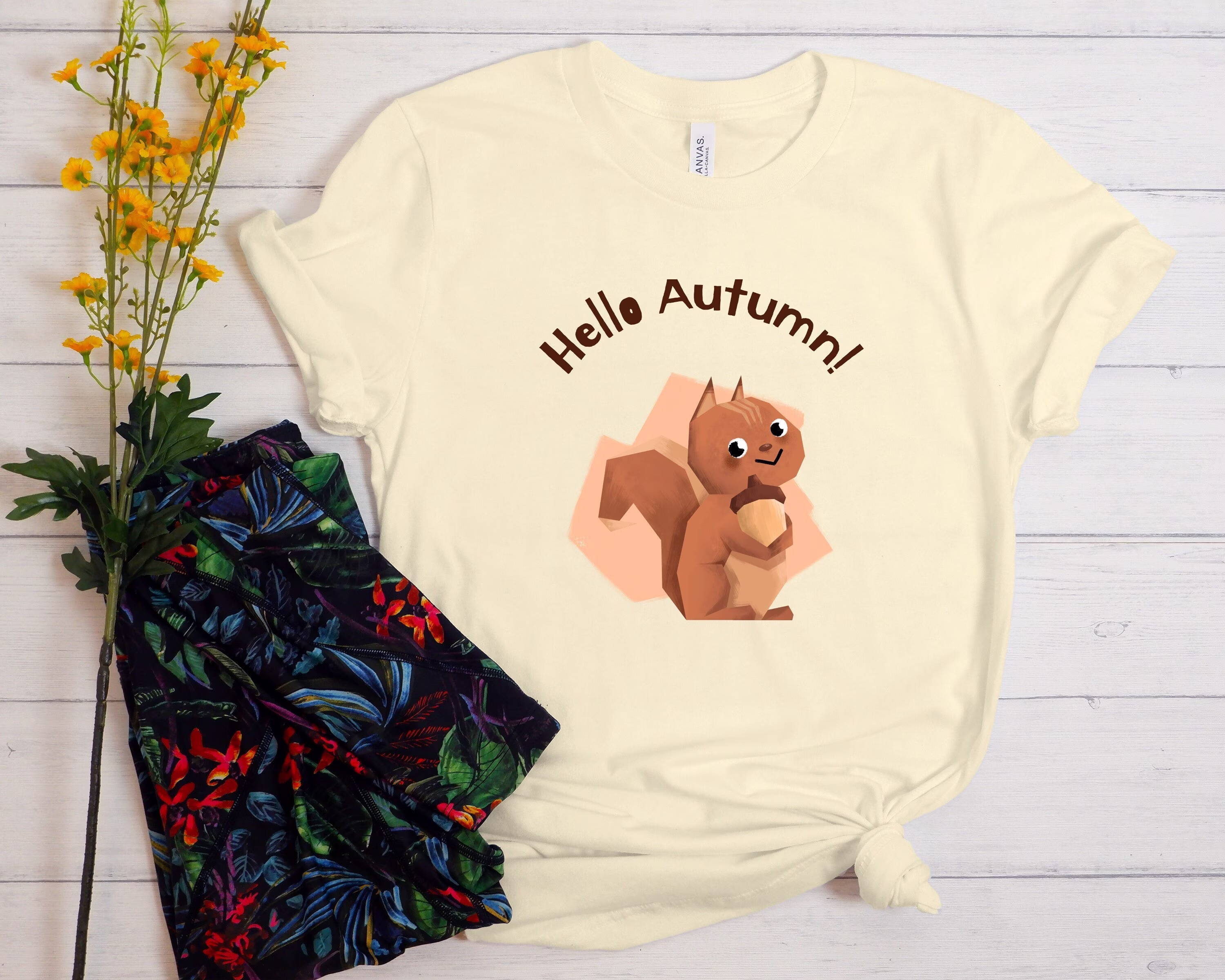 Hello Autumn Shirt, Fall Cute Lover Tshirt, Squirrel Season Shirt