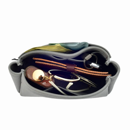 A.lexa Mini Suedette Leather Bag & Purse Organizer in Basic Style Dark Gray/Insert For Liner