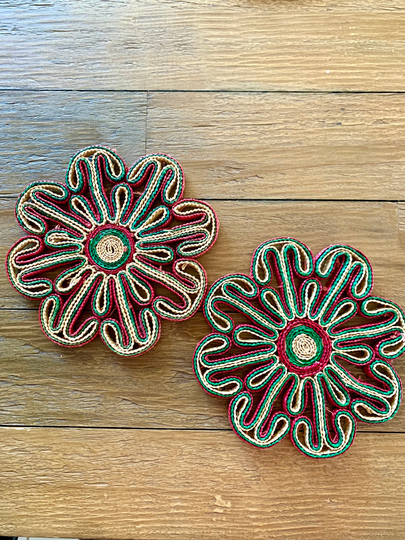 Vintage Colorful Woven Floral Trivet