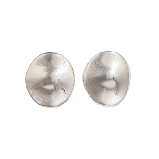 Sterling Silver Round Organic Dome Shaped Studs