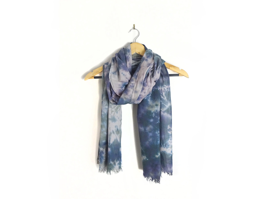 Navy Blue Tie Dye Fair Trade Organic Cotton Scarf