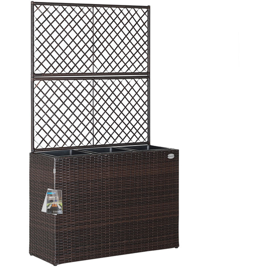Casaria - Deuba Poly Rattan Planter Flower Box 83x30.5x146cm Trellis Garden Patio Balcony Roof Terrace Wicker Rectangular Brown