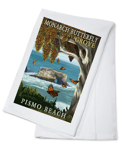 Tea Towel, Apron Pismo Beach, California, Monarch Butterfly Grove, Artwork, Kitchen Cooking, Unisex, Adjustable, Organic Cotton